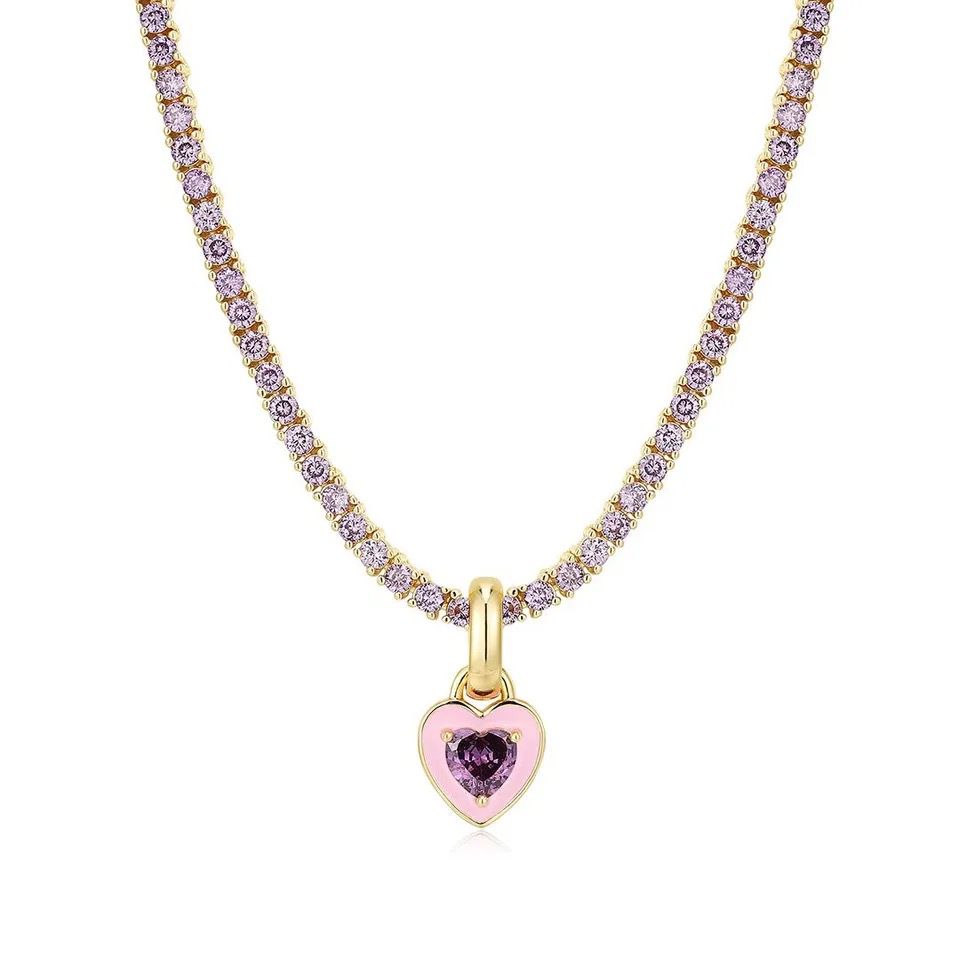 Cadena tenis de acero inoxidable con dije de corazón