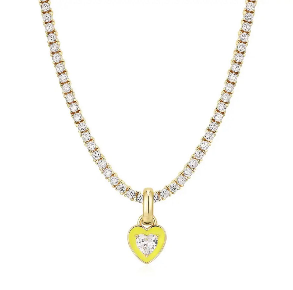 Cadena tenis de acero inoxidable con dije de corazón