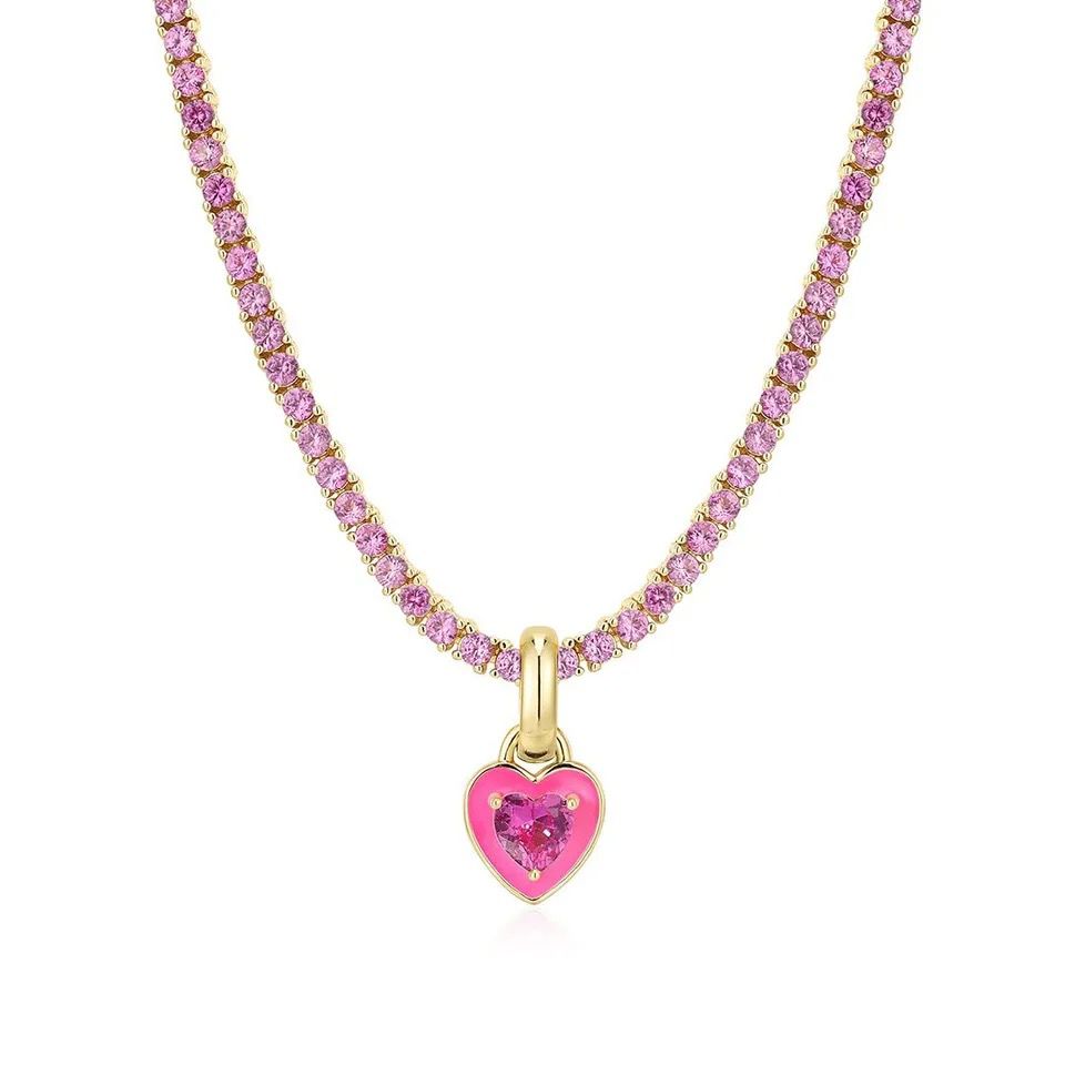 Cadena tenis de acero inoxidable con dije de corazón