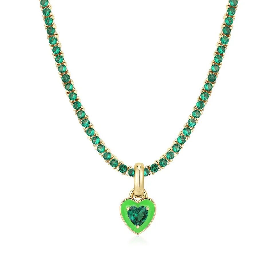 Cadena tenis de acero inoxidable con dije de corazón